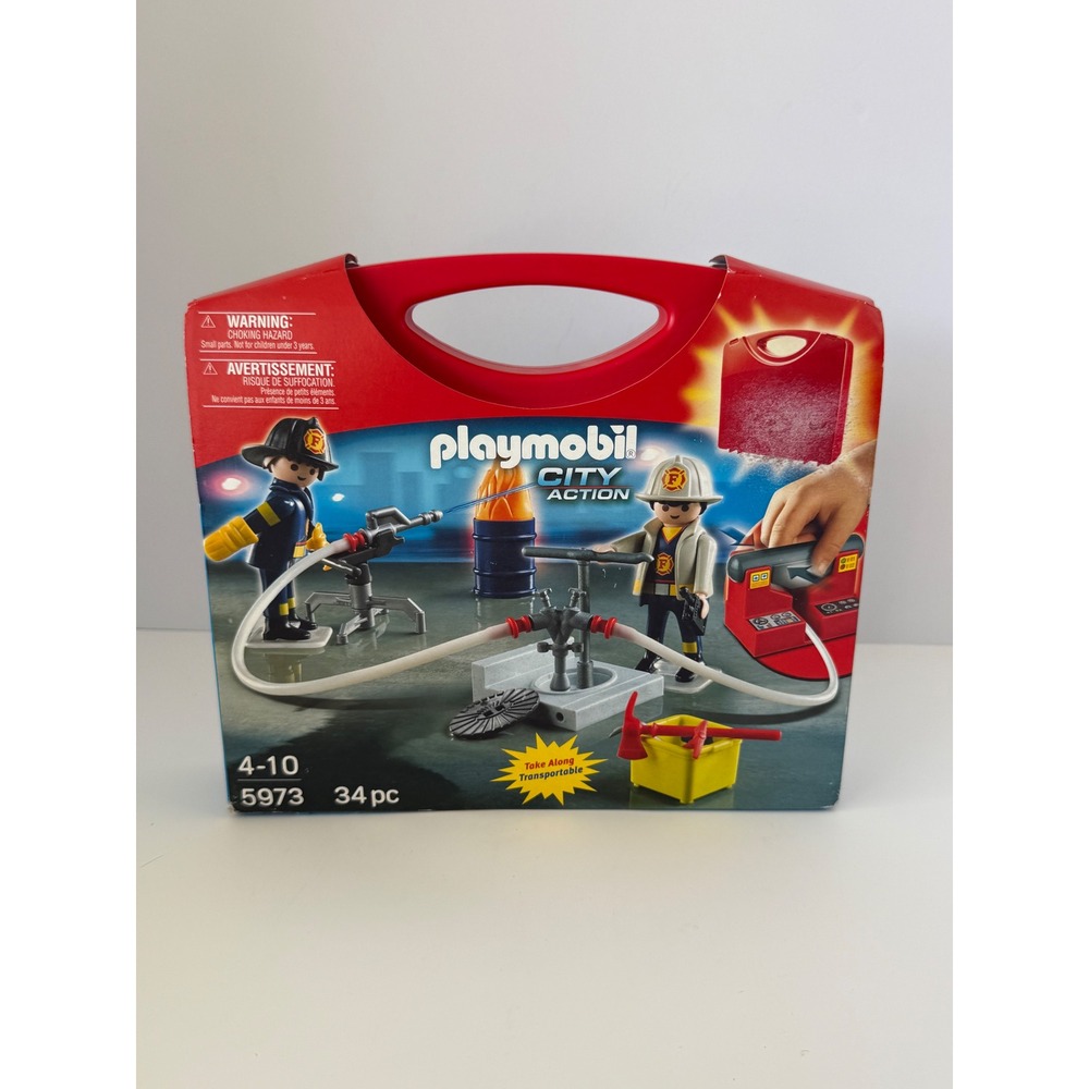 Playmobil City Action Firefighters Take Along Case Set 5973 34pc New NIB